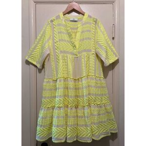 DEVOTION TWINS Neon Yellow Ella Dress Size Large